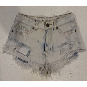 Bullhead Denim Co. Jean Shorts Women's 0 Mom Distressed Denim Blue 100% Cotton